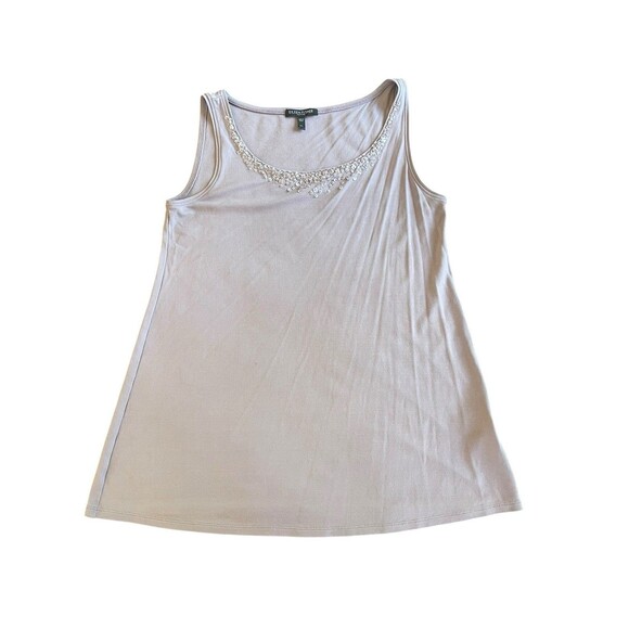 EILEEN FISHER Tank Top PS Stretch Silk Jersey Scoop Neck Sleeveless Embellished - Picture 3 of 10